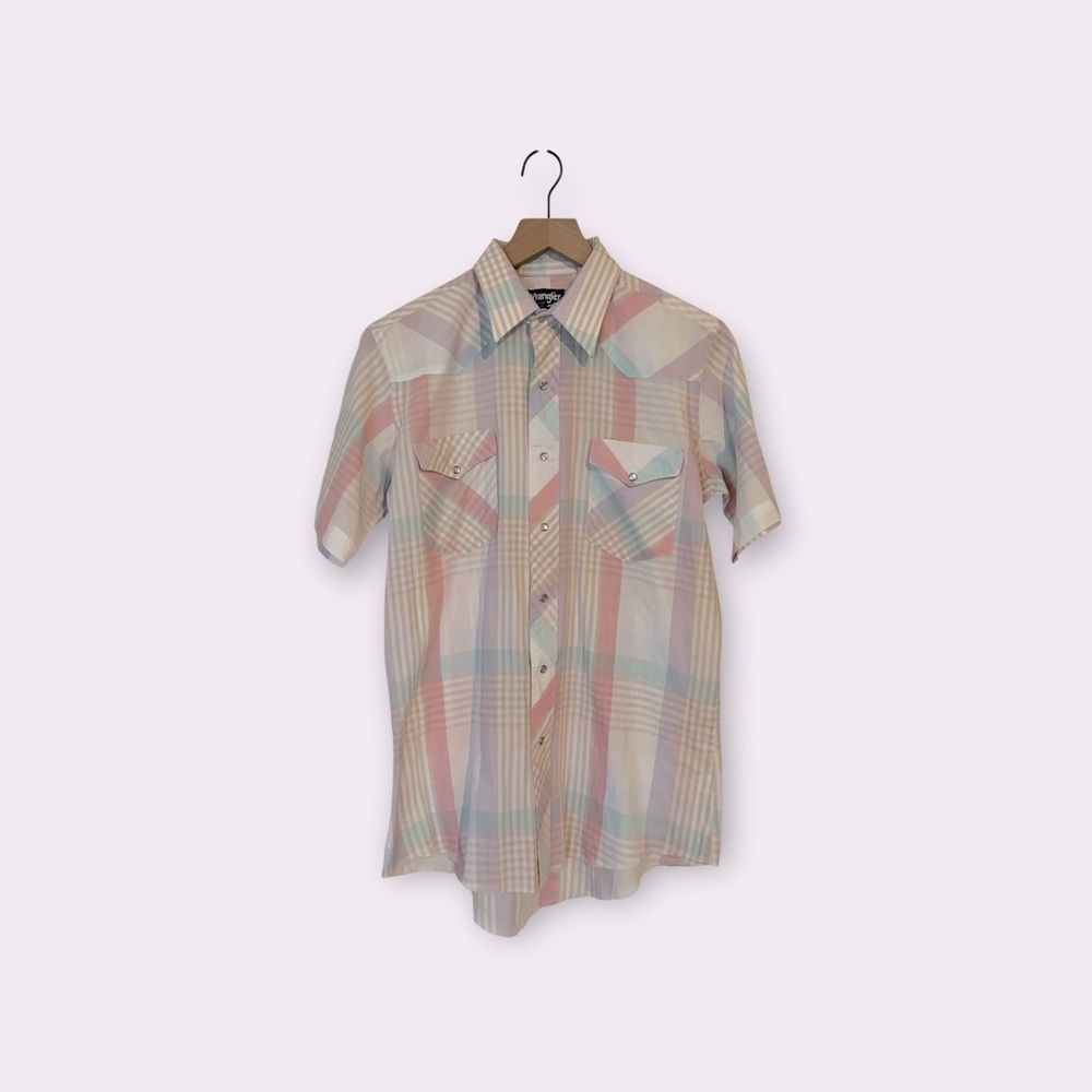 Vintage Wrangler | Pink/Blue/White Plaid Cowboy Western Button Down Shirt 15.5"‎